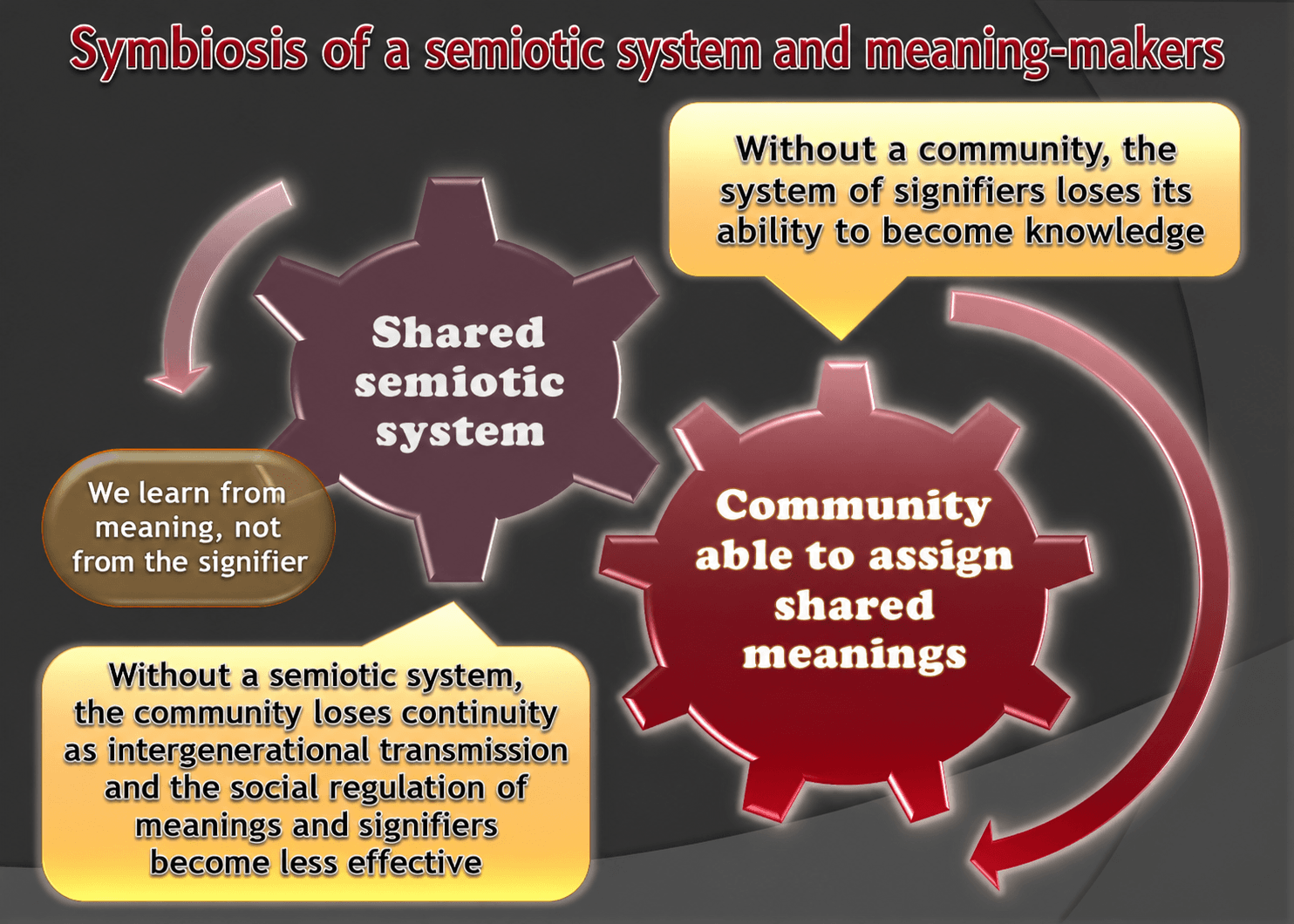 Diagram: semiotic-community symbiosis